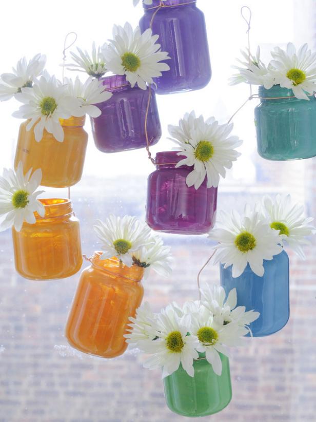 Baby Food Jars as Hanging Vases