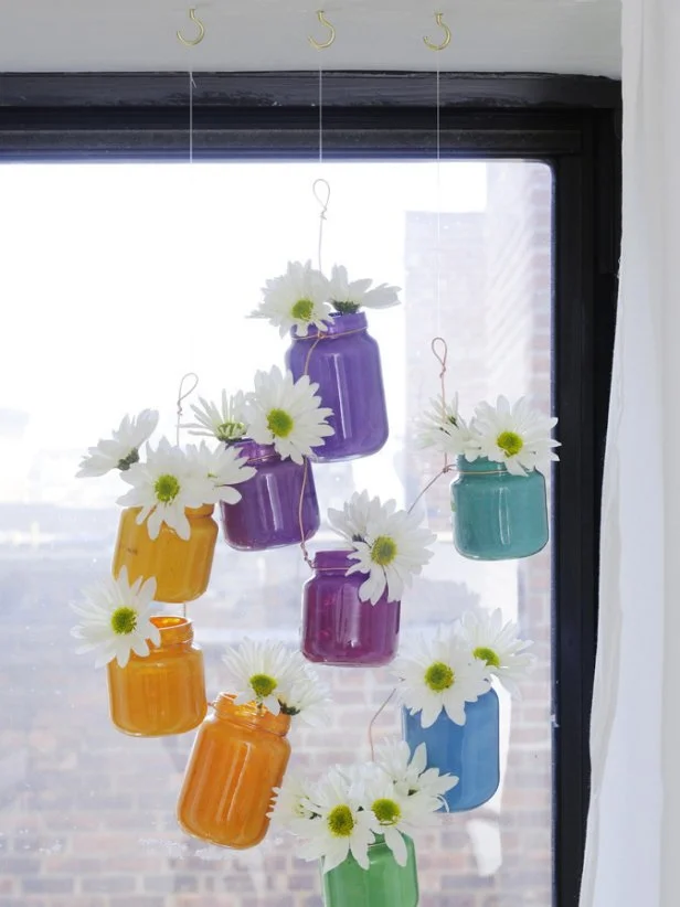 Hanging Baby Food Jar Vases