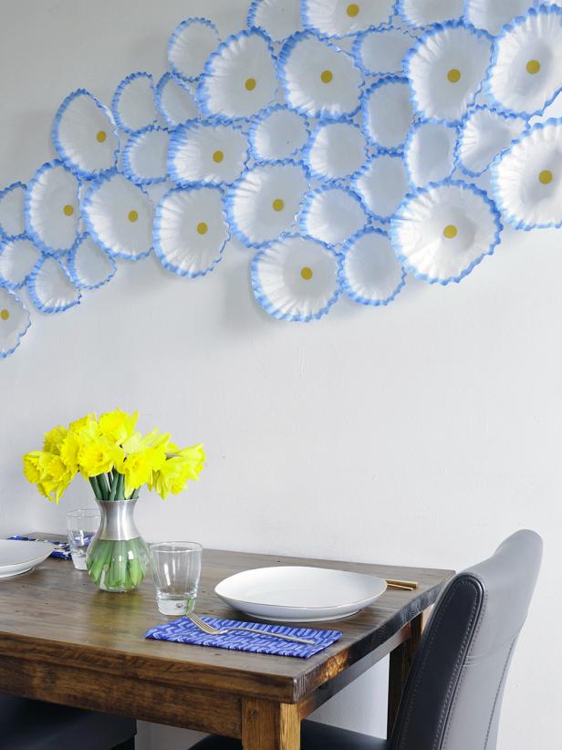 White Contemporary Dining Room With DIY Wall Art
