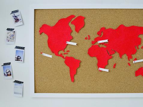 Push Pin World Map (Pin Board) - Dark Gray Color Splash