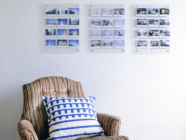 Detail Photo of Striped Armchair and Photographs