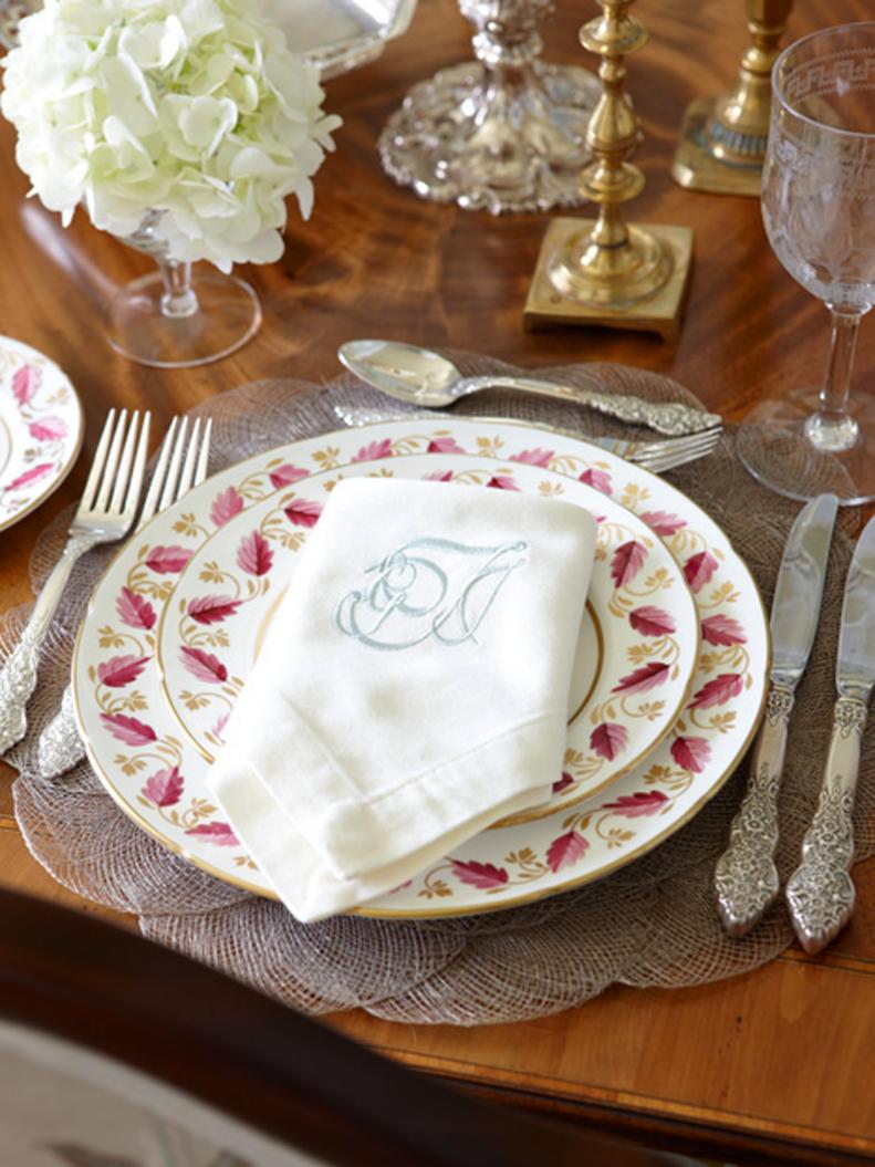 Monogramed Napkin and Place Setting