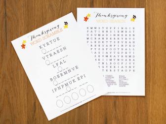 Thanksgiving Word Scramble and Thanksgiving Word Search
