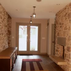 Inviting Entryway with Fireplace