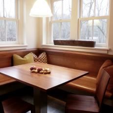 Beautiful Wood Banquette in Country Dining Nook