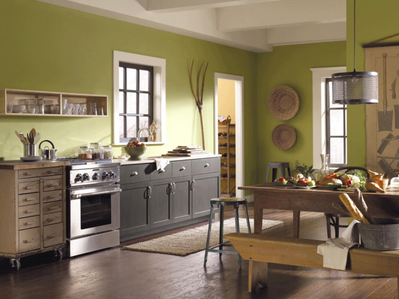 Green Kitchen Paint Colors Pictures, Light Grey Kitchen Cabinets With Green Walls
