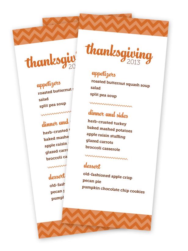 Dress up your Thanksgiving table with a customized menu! This free printable template is available courtesy of HGTV Magazine.
