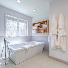 All-White Bathroom With Soaker Tub