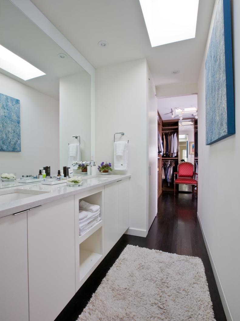 Contemporary Double Vanity Bathroom With Walk-In Closet
