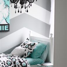 Gray and White Eclectic Girls Bedroom
