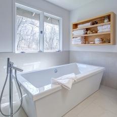 Freestanding Tub in Contemporary, White Bathroom