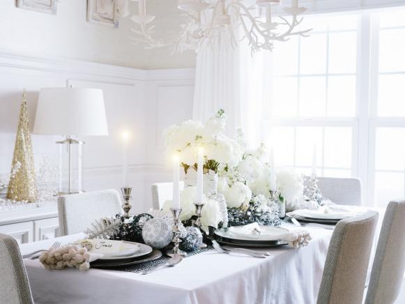 Candlelight with white table setting