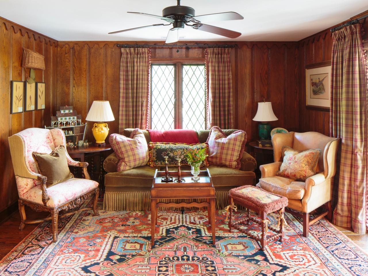 Wood Paneled Sitting Room With Oriental Rug Hgtv