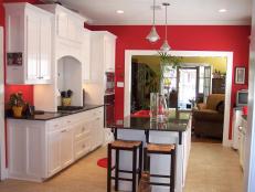 Traditional Red and White Kitchen