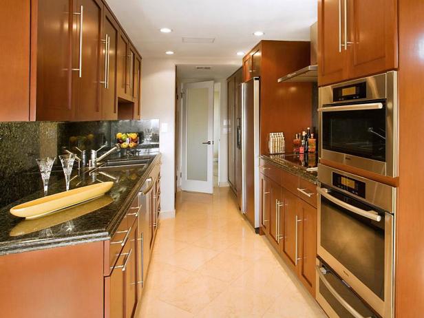 Transitional Galley Kitchen With Cherry Cabinets Hgtv