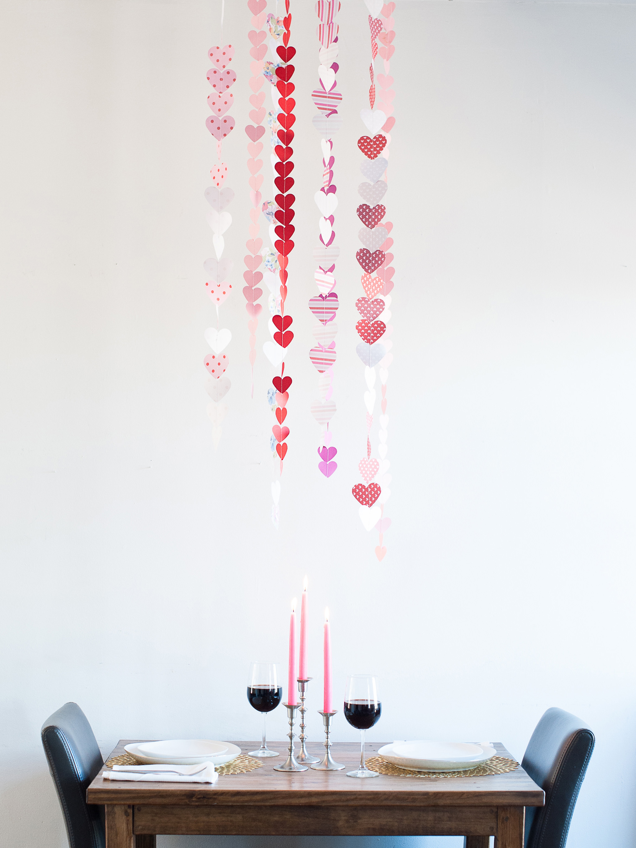 Valentine's Day Decor Decorations Handmade decorations Paper Heart Banner Glitter