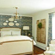 Elegant French Cottage Blue and White Bedroom 