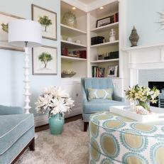 Transitional Pale Blue Living Room