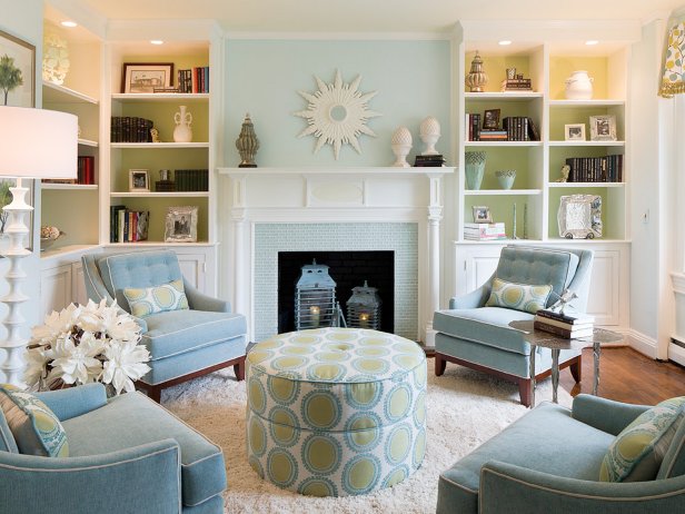 Blue and Green Living Room
