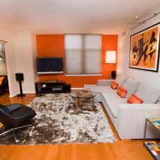 Contemporary Orange and White Living Room