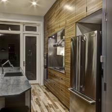Industrial Chic Kitchen with Zebra Wood Cabinets