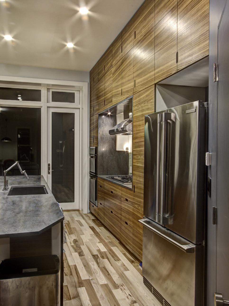 Industrial Chic Kitchen With Zebra Wood Cabinets Hgtv