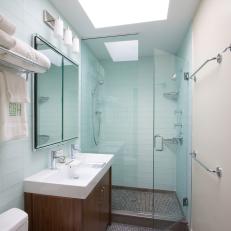 White Master Bathroom with Walk-In Shower