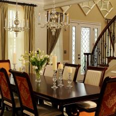 Upholstered Chairs Add Spice to Traditional Dining Room