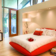 Romantic Bedroom With Red Bed
