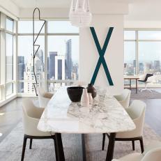 White Contemporary Urban Dining Room With City View