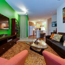Electric Green Puts Spark in Contemporary Living Room