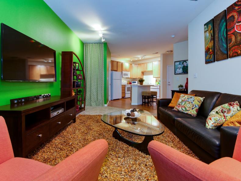 Bright Green Apartment Living Room