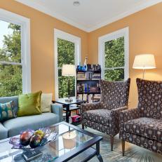 Apricot Walls Make Electic Living Room Pop