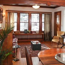 Craftsman-Style Living Room With Classic Woodwork