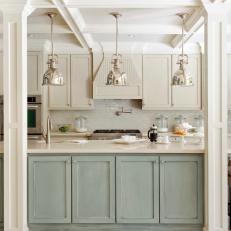 Industrial Pendant Lights in White Kitchen