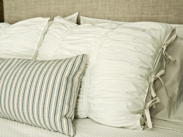 Handmade Ruched Pillow Shams on Bed