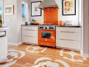 Kitchen With Stenciled Hardwood Floor