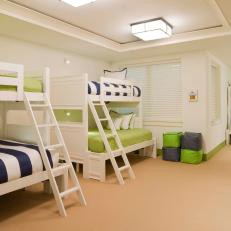 Kid's Contemporary White Bedroom With Bunk Beds