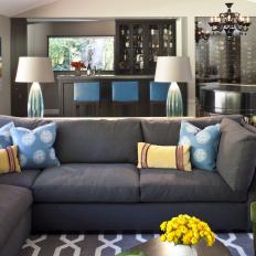 Contemporary Living Room With Comfy Gray Sectional