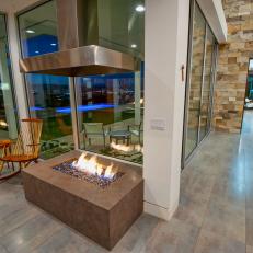 Modern Neutral Living Room with Sleek Fireplace