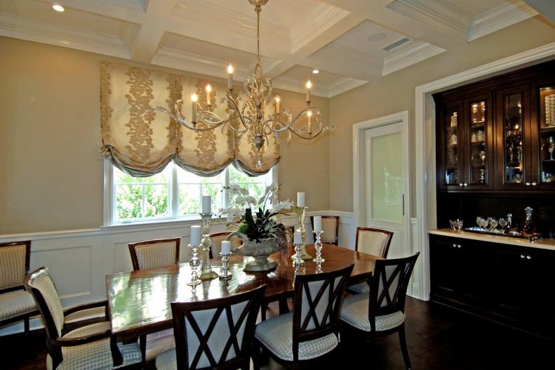 Neutral and Chocolate Traditional Formal Dining Space