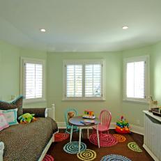 Transitional Green Girl's Bedroom With Daybed