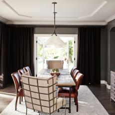 Mix of Light and Dark Adds Drama in Dining Room