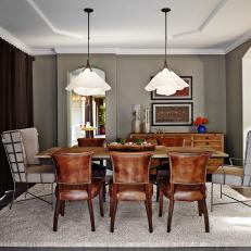 Sophisticated Dining Room With Leather Chairs