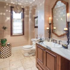 Simply Stated Powder Room with Dramatic Lighting