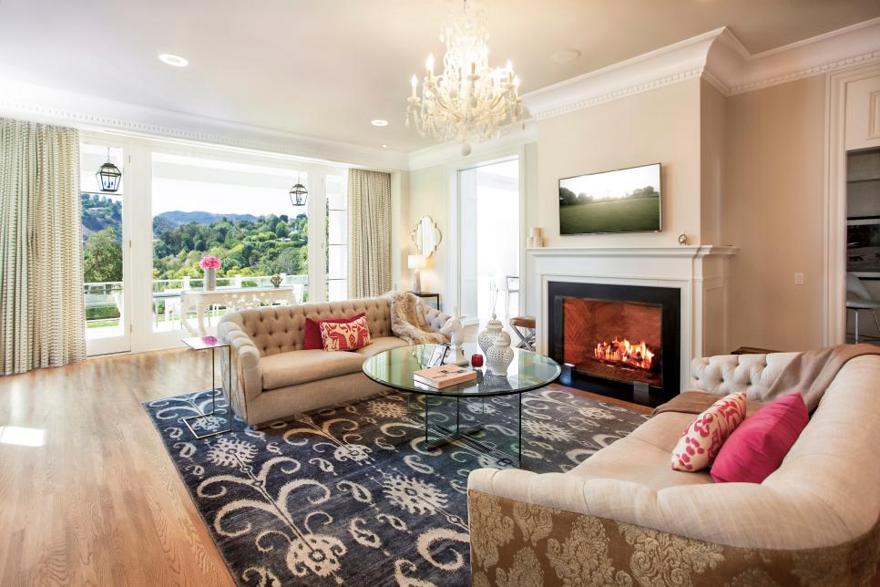 Neutral Living Room With Fireplace