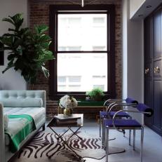 Chic, Urban Living Room With Funky Purple Chairs
