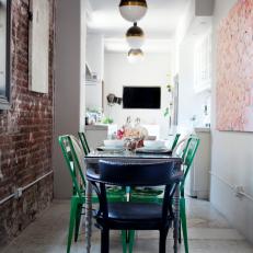 Narrow Dining Room With Mismatched Chairs