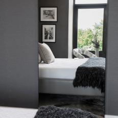 Sophisticated Gray Master Bedroom With Chandelier