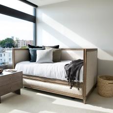 Modern Guest Bedroom With Upholstered Daybed Bench